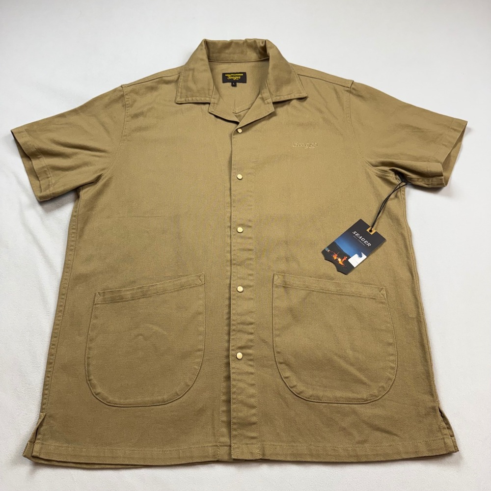 Seager‎ Grit Co South Paw Whippersnapper Shirt Mens LG Washed Khaki Cotton NWT